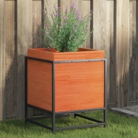 Jardinera de madera maciza pino marrón cera 40x40x50 cm de vidaXL, Maceteros y jardineras - Ref: Foro24-847020, Precio: 53,57...