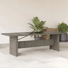 Mesa de jardín superficie de vidrio ratán PE gris 240x90x75 cm by vidaXL, Garden tables - Ref: Foro24-365599, Price: 285,52 €...