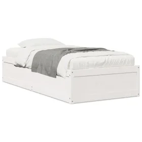 Solid white pine wood bed frame 90x200 cm by vidaXL, Beds and slatted bases - Ref: Foro24-846832, Price: 153,60 €, Discount: %