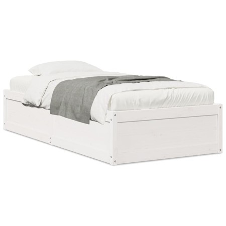 Estructura de cama madera maciza de pino blanco 90x200 cm de vidaXL, Camas y somieres - Ref: Foro24-846832, Precio: 155,57 €,...