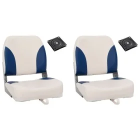Set asientos plegables para barco 4 uds con cojín blanco y azul de vidaXL, Piezas para veleros - Ref: Foro24-272242, Precio: ...