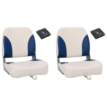 4 Klappstühle für Boot mit weißem und blauem Kissen. von vidaXL, Teile für Segelboote - Ref: Foro24-272242, Preis: 138,75 €, ...