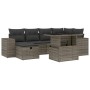 Set de sofás de jardín 7 pzas con cojines ratán sintético gris de vidaXL, Conjuntos de jardín - Ref: Foro24-3275300, Precio: ...