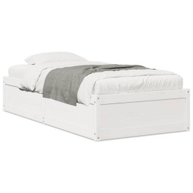 Estructura de cama madera maciza de pino blanco 90x190 cm de vidaXL, Camas y somieres - Ref: Foro24-846844, Precio: 150,74 €,...