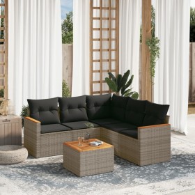 Set de muebles de jardín 6 pzas y cojines ratán sintético gris en Conjuntos de jardín | Comprar online en Foru.es