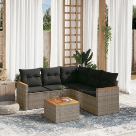 Set de muebles de jardín 6 pzas y cojines ratán sintético gris en Conjuntos de jardín | Comprar online en Foru.es