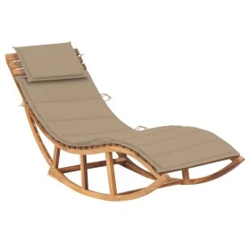 Tumbona mecedora con cojín madera maciza de teca de vidaXL, Tumbonas - Ref: Foro24-3063336, Precio: 350,75 €, Descuento: %