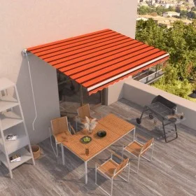 Toldo retráctil manual naranja y marrón 400x350 cm de vidaXL, Toldos - Ref: Foro24-3068990, Precio: 451,00 €, Descuento: %