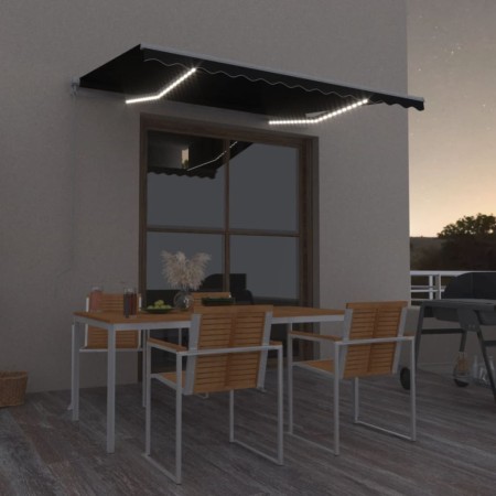 Toldo manual retráctil con LED antracita 350x250 cm de vidaXL, Toldos - Ref: Foro24-3068884, Precio: 262,41 €, Descuento: %