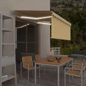Toldo retráctil manual persiana y LED amarillo/blanco 3,5x2,5 m de vidaXL, Toldos - Ref: Foro24-3069283, Precio: 287,06 €, De...