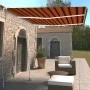 Manual retractable awning with orange and brown LED 350x250 cm by vidaXL, Awnings - Ref: Foro24-3069525, Price: 376,23 €, Dis...