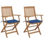 Sillas de jardín plegables 2 uds y cojines madera maciza acacia de vidaXL, Sillas de jardín - Ref: Foro24-3064600, Precio: 16...