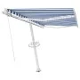 Toldo retráctil manual con LED azul y blanco 350x250 cm de vidaXL, Toldos - Ref: Foro24-3069521, Precio: 384,82 €, Descuento: %
