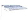 Toldo retráctil manual con LED azul y blanco 350x250 cm de vidaXL, Toldos - Ref: Foro24-3069521, Precio: 384,82 €, Descuento: %