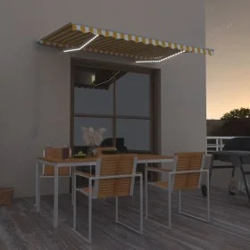 Manuelle einziehbare Markise mit gelber und weißer LED 350x250 cm von vidaXL, Markisen - Ref: Foro24-3068883, Preis: 255,24 €...