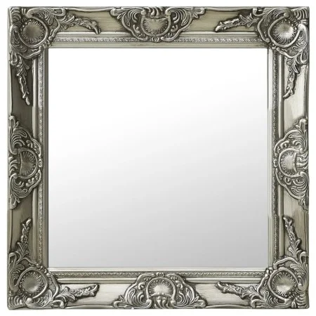 Espejo de pared estilo barroco plateado 50x50 cm de vidaXL, Espejos - Ref: Foro24-320314, Precio: 47,01 €, Descuento: %