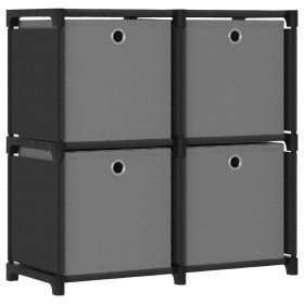 Estantería de 4 cubos con cajas de tela negro 69x30x72,5 cm en Librerías y estanterías | Comprar online en Foru.es