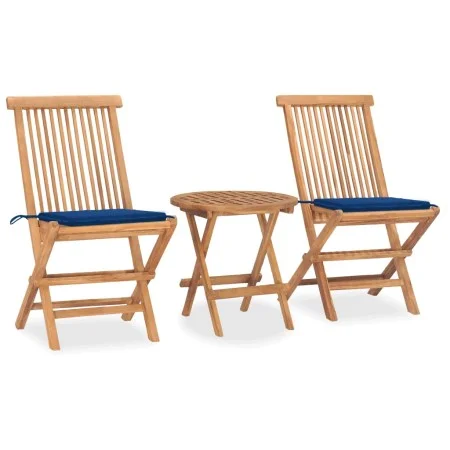 Folding garden dining set 3 pieces teak wood cushions by vidaXL, Garden sets - Ref: Foro24-3063181, Price: 177,24 €, Discount: %
