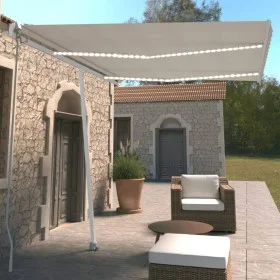 Toldo retráctil manual con LED color crema 350x250 cm de vidaXL, Toldos - Ref: Foro24-3069522, Precio: 381,30 €, Descuento: %