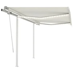 Toldo manual retráctil con luz LED color crema 3,5x2,5 m de vidaXL, Toldos - Ref: Foro24-3069922, Precio: 369,16 €, Descuento: %