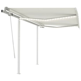 Toldo manual retráctil con luz LED color crema 3,5x2,5 m de vidaXL, Toldos - Ref: Foro24-3069922, Precio: 381,31 €, Descuento: %