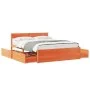 Estructura cama con cajones madera pino marrón cera 150x200 cm de vidaXL, Camas y somieres - Ref: Foro24-3282347, Precio: 289...