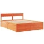 Estructura cama con cajones madera pino marrón cera 150x200 cm de vidaXL, Camas y somieres - Ref: Foro24-3282347, Precio: 289...