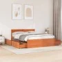 Estructura cama con cajones madera pino marrón cera 150x200 cm de vidaXL, Camas y somieres - Ref: Foro24-3282347, Precio: 289...