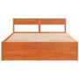 Estructura cama con cajones madera pino marrón cera 150x200 cm de vidaXL, Camas y somieres - Ref: Foro24-3282347, Precio: 293...
