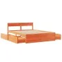 Estructura cama con cajones madera pino marrón cera 150x200 cm de vidaXL, Camas y somieres - Ref: Foro24-3282347, Precio: 289...
