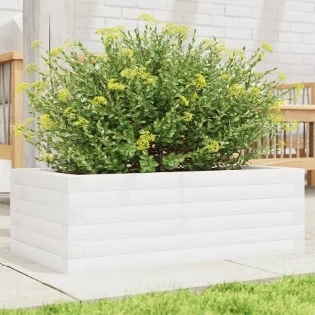 Jardinera de madera maciza de pino blanca 70x40x23 cm de vidaXL, Maceteros y jardineras - Ref: Foro24-847219, Precio: 56,12 €...