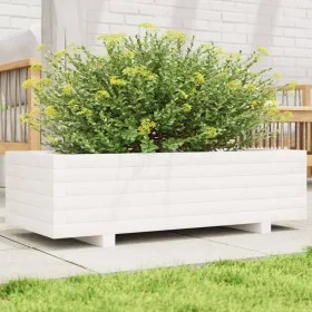 Jardinera de madera maciza de pino blanco 90x40x26,5 cm de vidaXL, Maceteros y jardineras - Ref: Foro24-847334, Precio: 80,02...