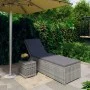 Tumbona con cojín y mesita de ratán sintético gris by vidaXL, Loungers - Ref: Foro24-317113, Price: 243,95 €, Discount: %