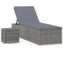 Tumbona con cojín y mesita de ratán sintético gris by vidaXL, Loungers - Ref: Foro24-317113, Price: 243,95 €, Discount: %