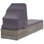 Tumbona con toldo y cojín ratán sintético gris de vidaXL, Tumbonas - Ref: Foro24-317115, Precio: 242,86 €, Descuento: %