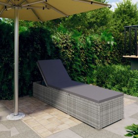 Tumbona de jardín con cojín de ratán sintético gris oscuro de vidaXL, Tumbonas - Ref: Foro24-317106, Precio: 181,34 €, Descue...