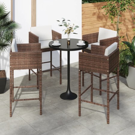 Taburetes de cocina con cojines 4 uds ratán sintético marrón de vidaXL, Sillas de jardín - Ref: Foro24-316675, Precio: 254,71...