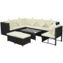 Set de sofás de jardín 8 piezas y cojines ratán sintético negro de vidaXL, Conjuntos de jardín - Ref: Foro24-42993, Precio: 6...