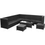 Set de sofás de jardín 8 piezas y cojines ratán sintético negro de vidaXL, Conjuntos de jardín - Ref: Foro24-42993, Precio: 6...