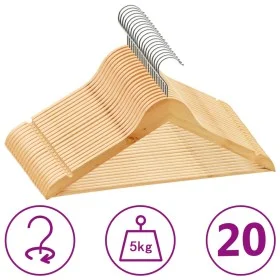 Juego de perchas para ropa 20 uds antideslizantes madera dura de vidaXL, Perchas - Ref: Foro24-289911, Precio: 32,33 €, Descu...