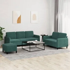 Dreiteilige Sofagarnitur aus dunkelgrünem Samt von vidaXL, Sofas - Ref: Foro24-3202026, Preis: 606,94 €, Rabatt: %