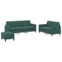 Dark green velvet 3-piece sofa set by vidaXL, Sofas - Ref: Foro24-3202026, Price: 606,94 €, Discount: %