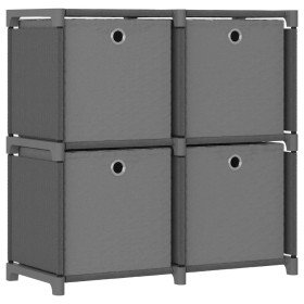 Estantería de 4 cubos con cajas de tela gris 69x30x72,5 cm en Librerías y estanterías | Comprar online en Foru.es