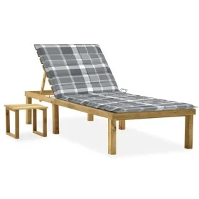 Tumbona de jardín con mesa y cojín de madera de pino impregnada de , Tumbonas - Ref: Foro24-3065848, Precio: 132,82 €, Descue...