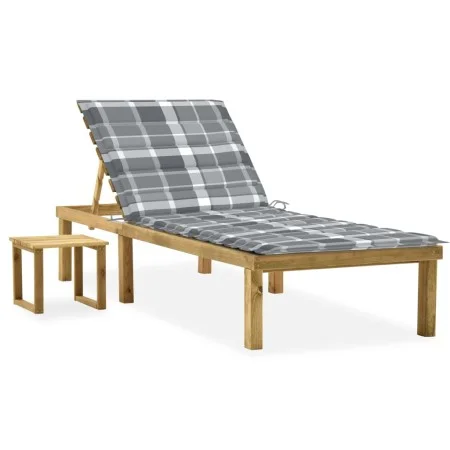 Garden lounger with impregnated pine wood table and cushion by , Loungers - Ref: Foro24-3065848, Price: 132,82 €, Discount: %