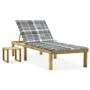 Garden lounger with impregnated pine wood table and cushion by , Loungers - Ref: Foro24-3065848, Price: 132,82 €, Discount: %