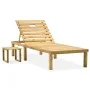Garden lounger with impregnated pine wood table and cushion by , Loungers - Ref: Foro24-3065848, Price: 132,82 €, Discount: %