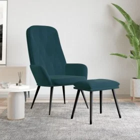 Sillón de relax con taburete terciopelo azul de , Sillones - Ref: Foro24-3097629, Precio: 128,41 €, Descuento: %