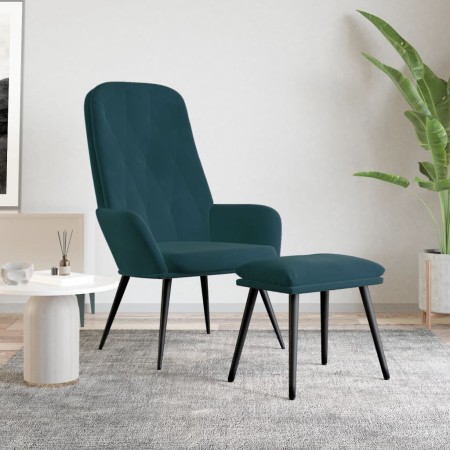 Sillón de relax con taburete terciopelo azul de , Sillones - Ref: Foro24-3097629, Precio: 130,46 €, Descuento: %