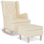 Sillón con patas mecedoras y taburete de tela color crema de , Sillones - Ref: Foro24-3121281, Precio: 297,93 €, Descuento: %
